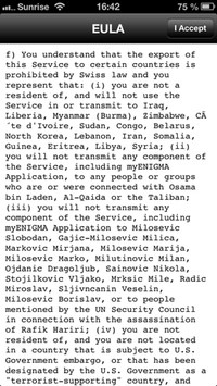 Screenshot: Ausschnitt aus den Nutzungsbedingungen der myENIGMA-App