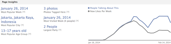 Screenshot: Facebook-Seite der Location Group mit Entwicklung der Likes