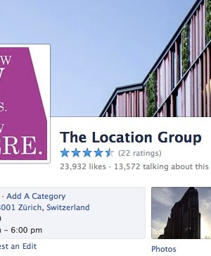 Screenshot: Facebook-Seite der Location Group mit Likes