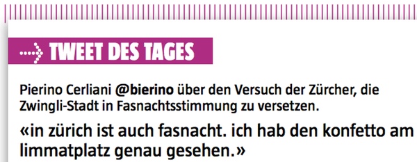 Screenshot: «Tweet des Tages» im «Blick am Abend»